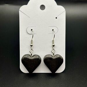 Black Heart Earrings- HANDMADE